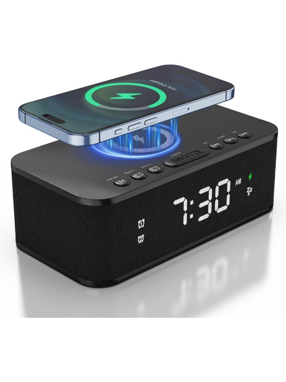 Snooze Digital Alarm Clock with White Noise, Bluetooth Speaker & Wireless